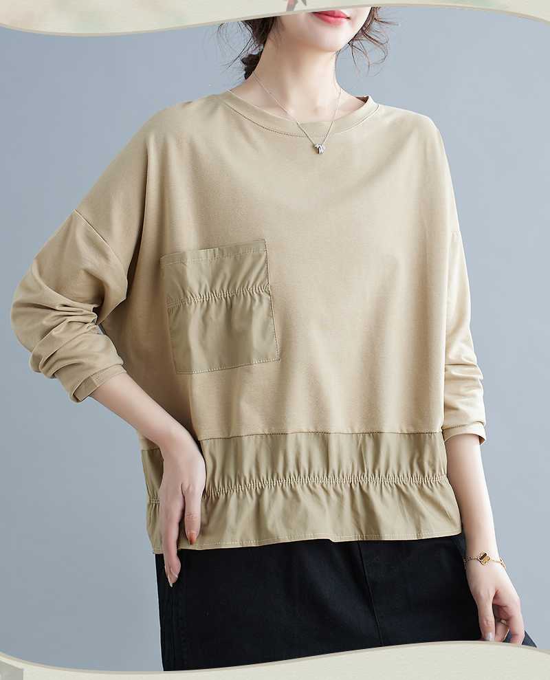 Loose Pleated Short Sleeve Blouse
