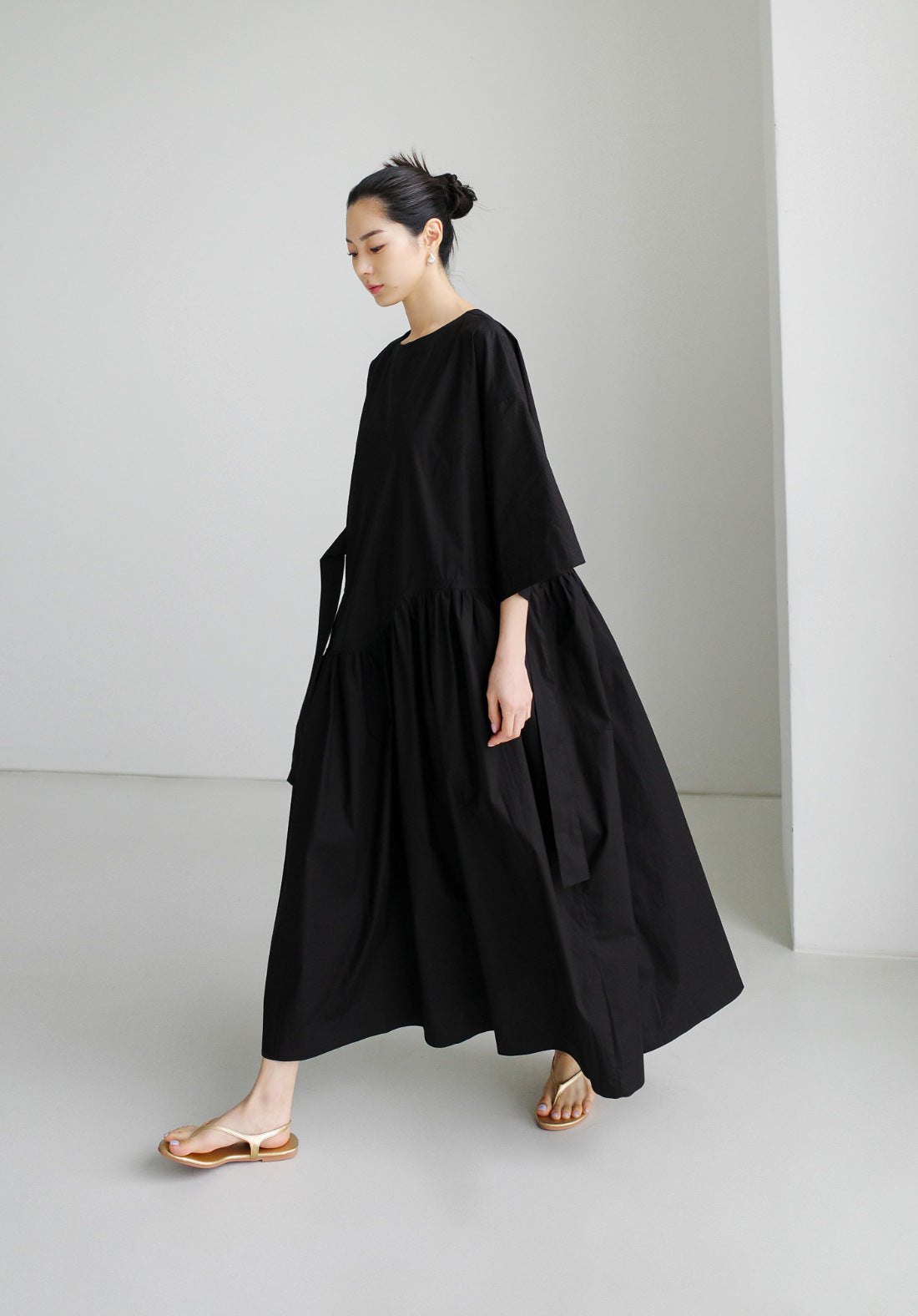 Urban Style Bow Lace-Up Midi Dress