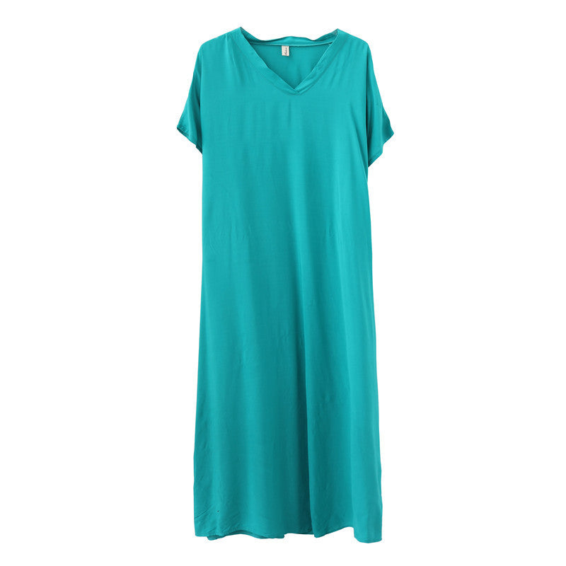 Loose Cotton Solid Color Maxi Dress