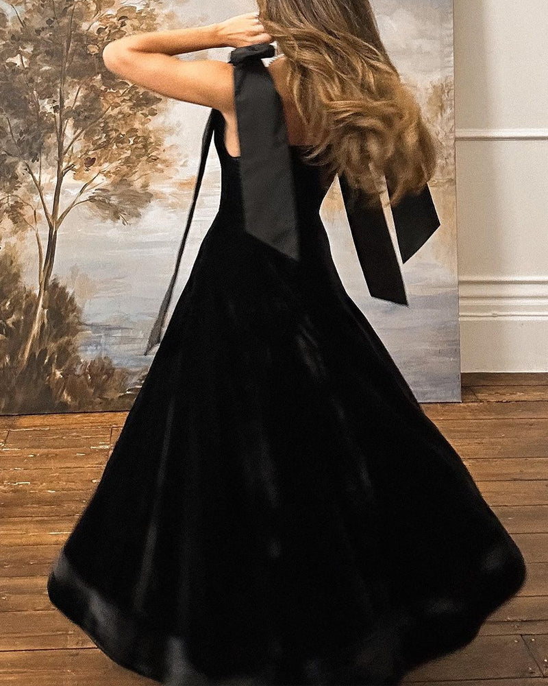 Fashion Lace-up Velvet Dress