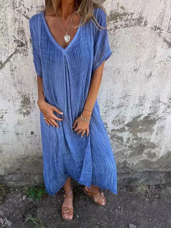Stylish Cotton  V-Neck Dress