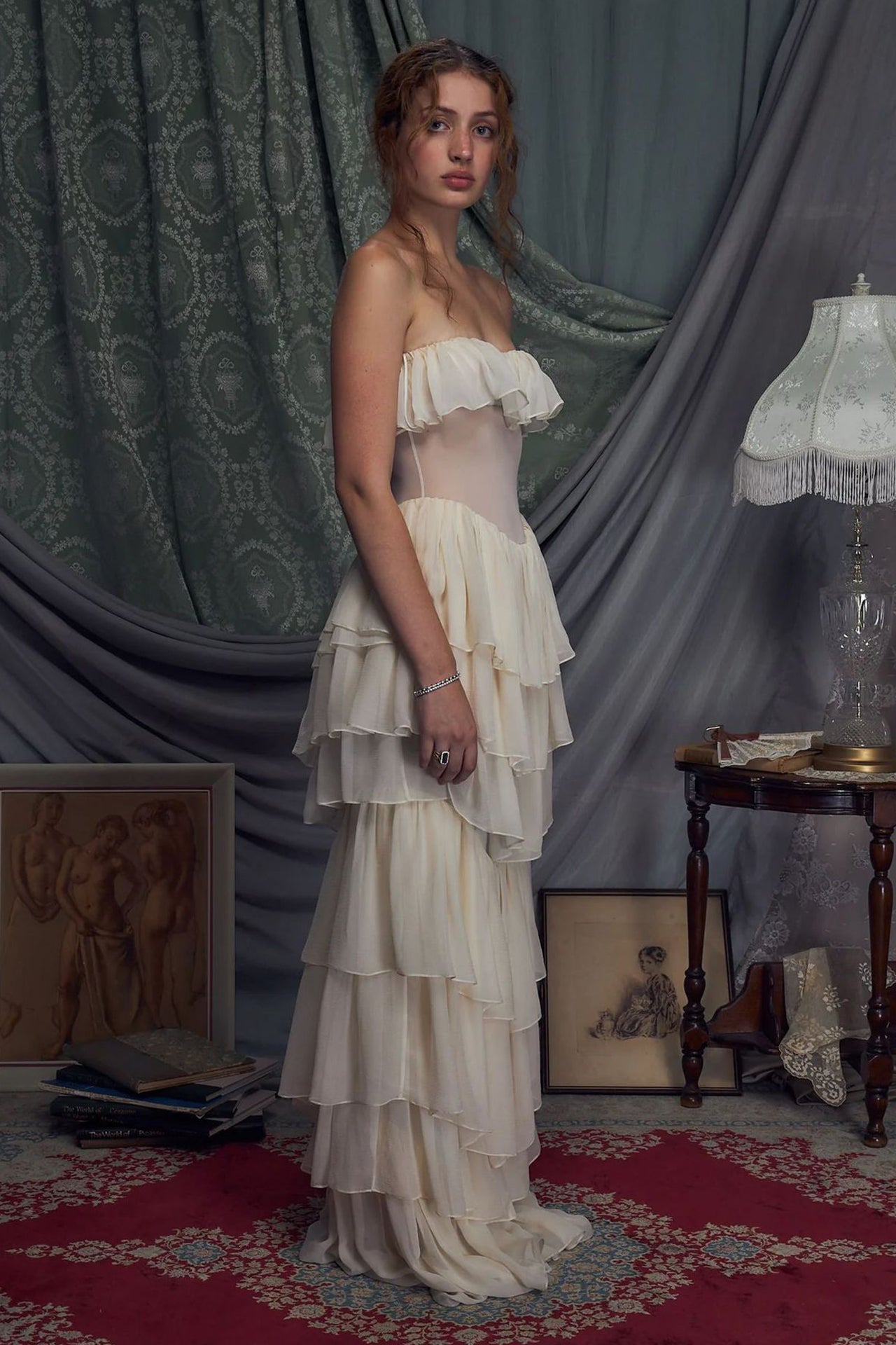 Rosalind Apricot Tiered Maxi Skirt Set