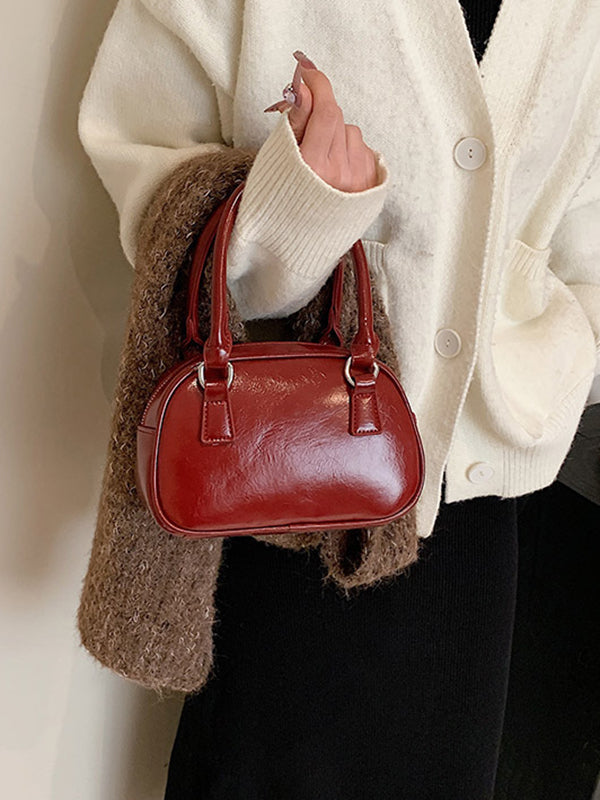 Geometric Solid Color Zipper Crossbody Bags Handbags