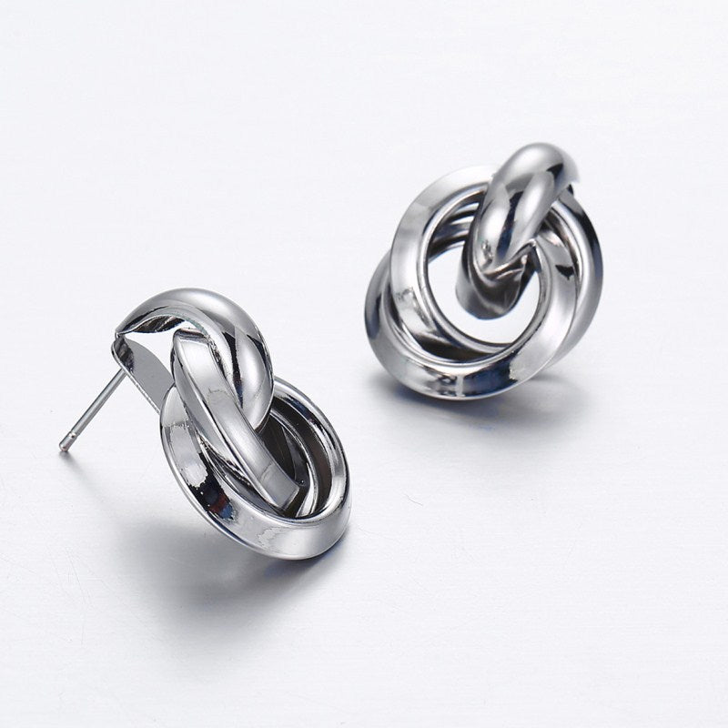 Metal Alloy Interlocking Earrings