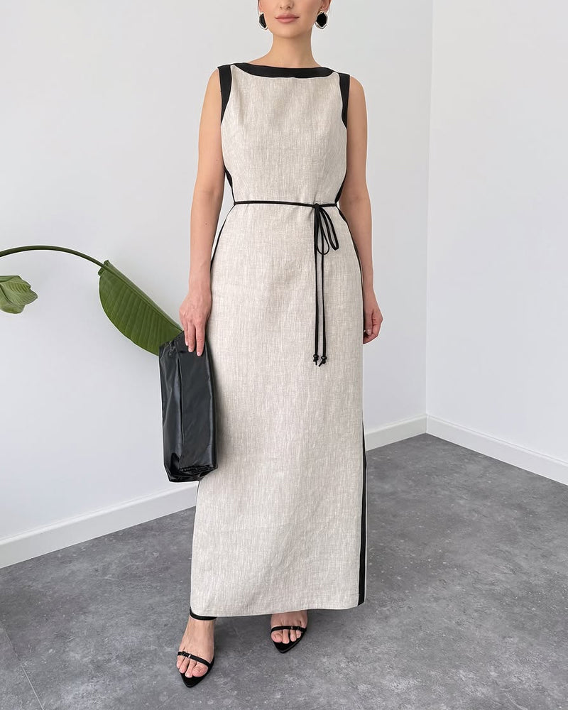 Casual Color Contrast Sleeveless Dress