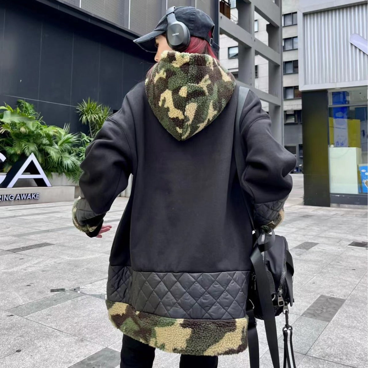 Special Splicing Thickened Camouflage Hooded Sweatshirt