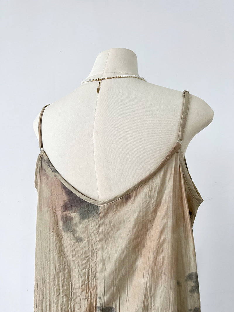 Classic Ink Painting Dye Sleeveless Midi Dress