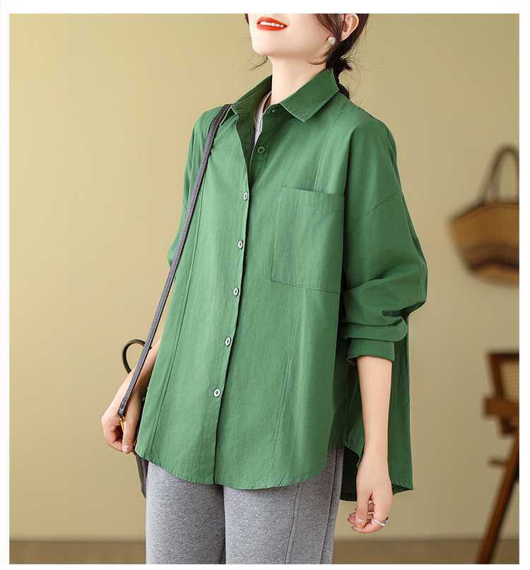 Literary Solid Color Long Sleeve Shirt