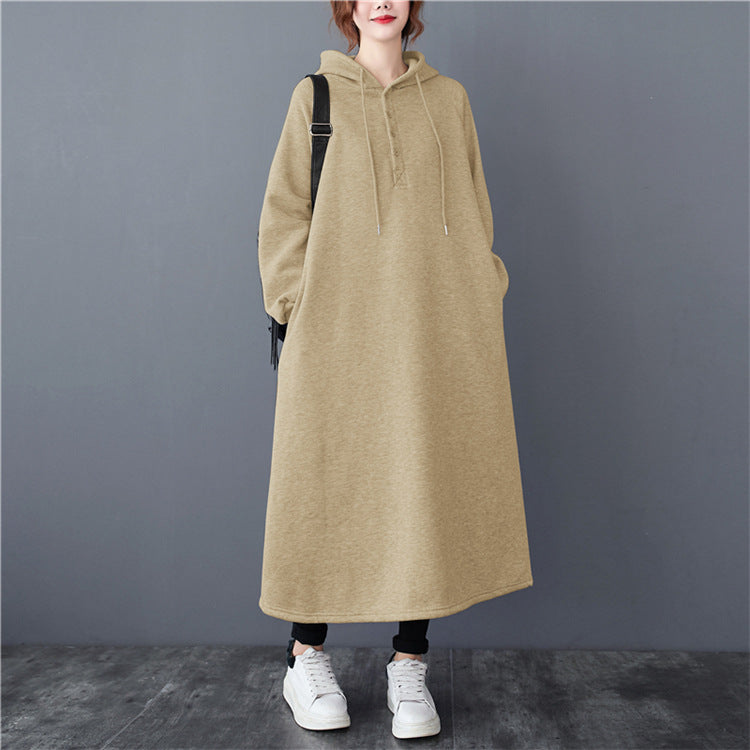 Casual Thickened Hooded Sweatshirt Dress