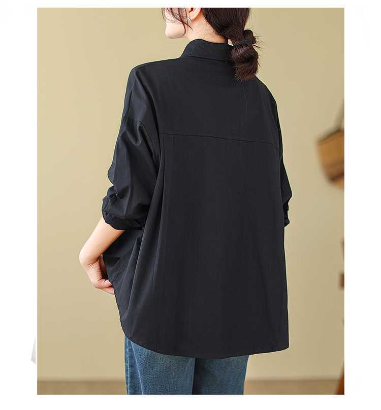 Literary Solid Color Long Sleeve Shirt