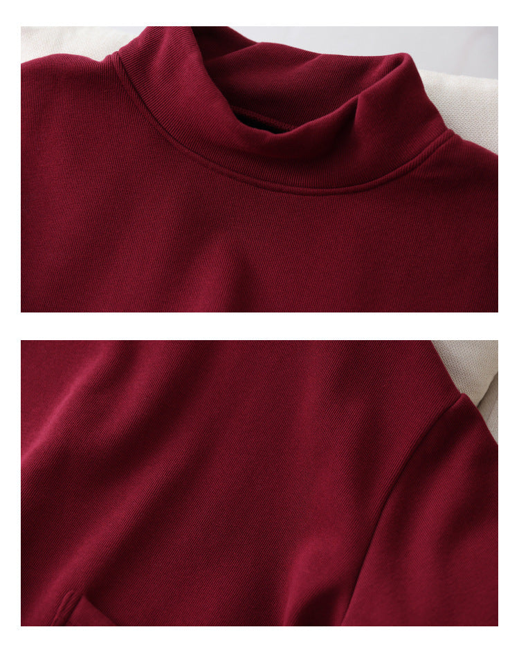 Casual Solid Color High Collar Velvet Sweatshirt