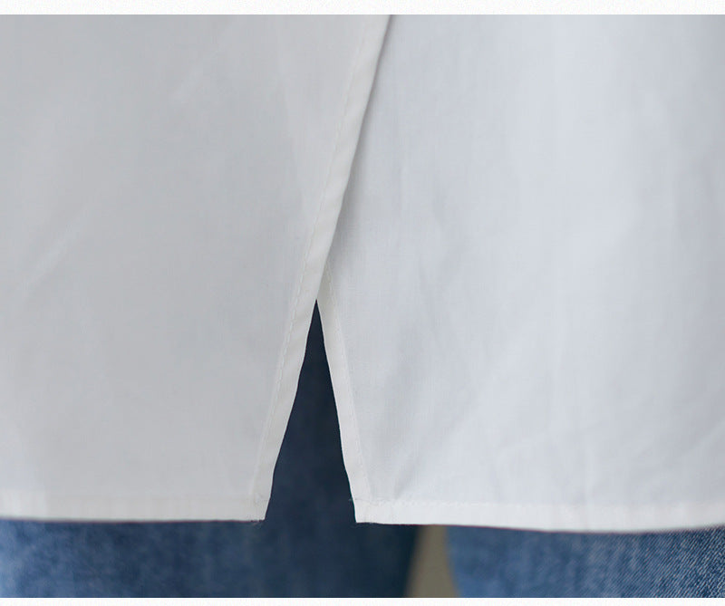 Loose Irregular Solid Color Long Sleeve Shirt