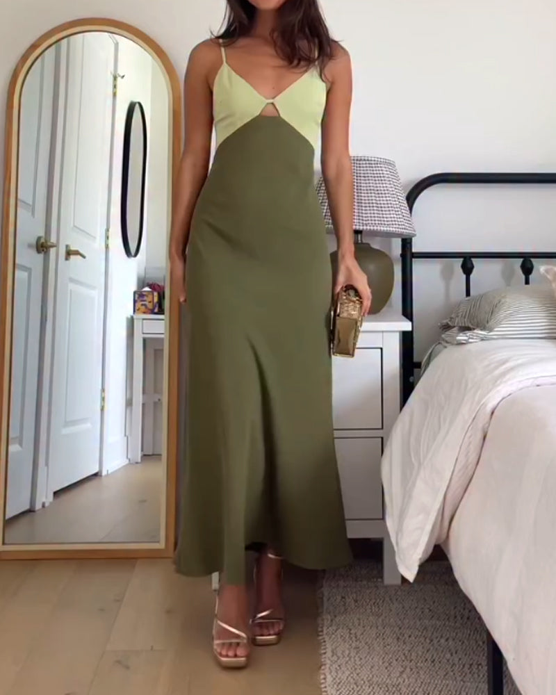 Casual Colorblock Sling Dress