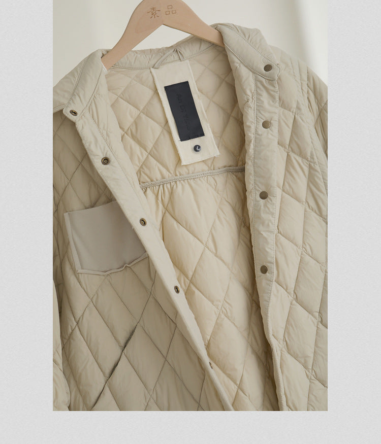 Casual Solid Color Lapel Down Jacket