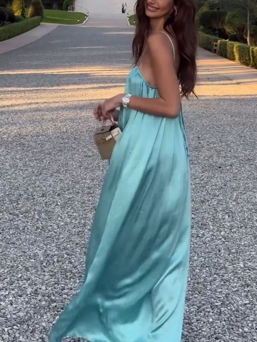 Beach vacation backless suspender dress