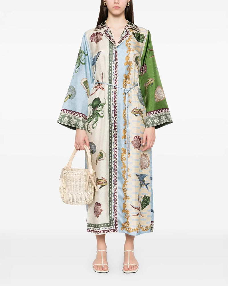 Casual Cardigan Printed Dress