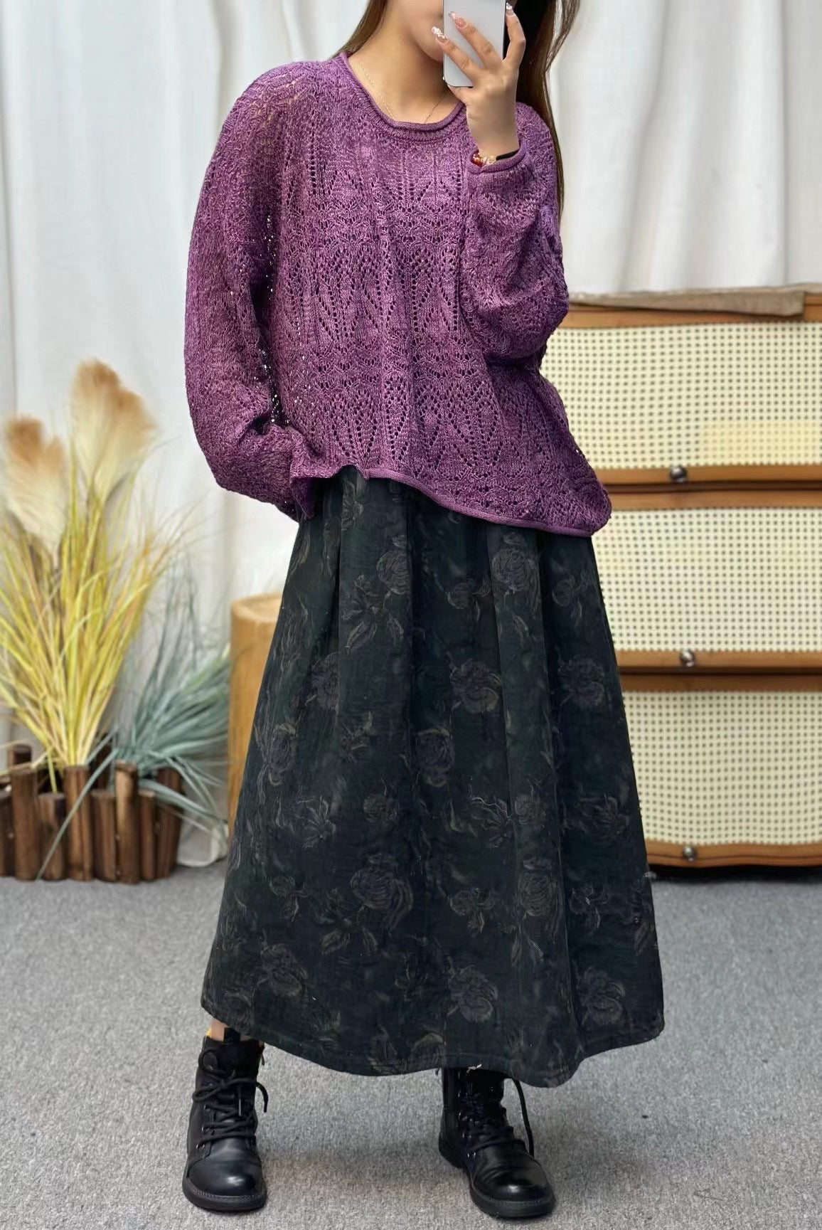 Vintage Loose Irregular Hollow Sweater