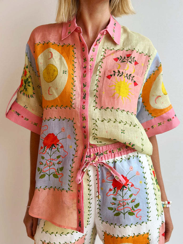 Fashion Print Shirt Trousers Suit