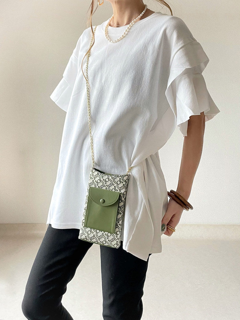 Simple Solid Color Wave Sleeve T-shirt