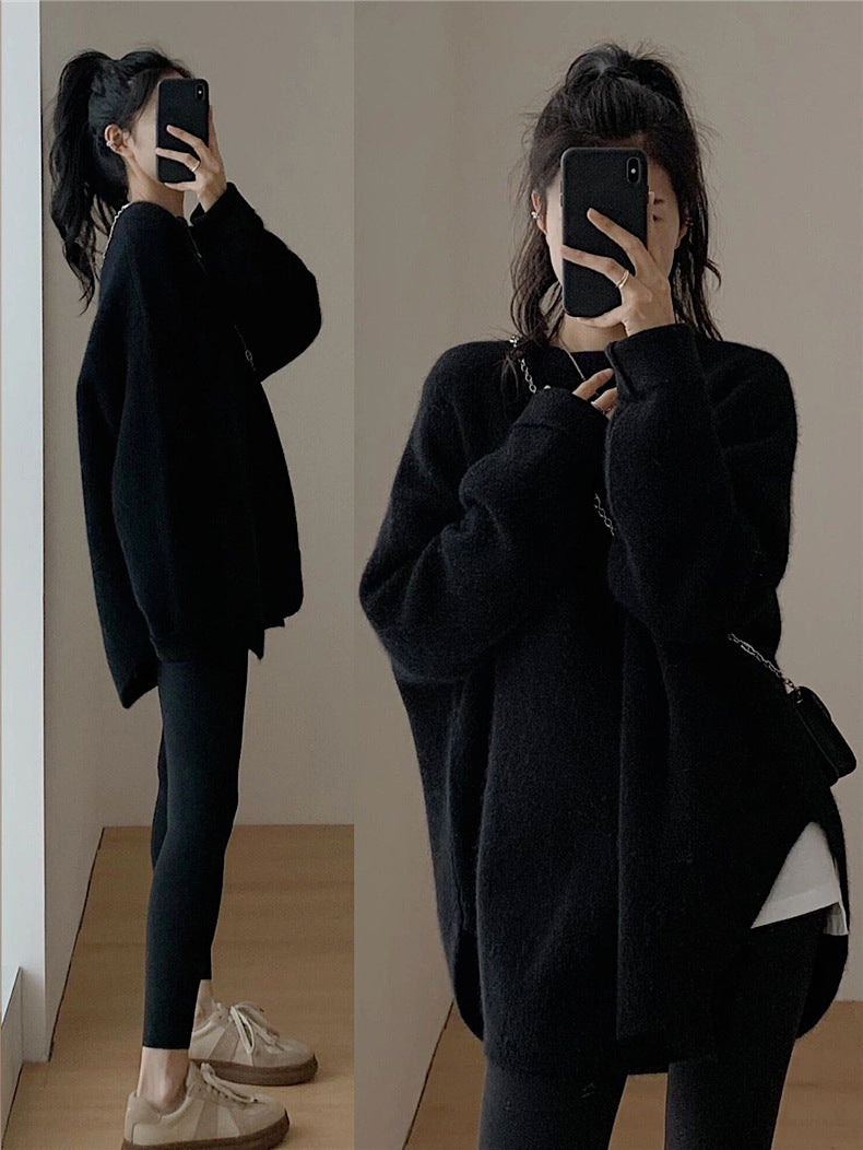 Casual Solid Color Knit Sweater