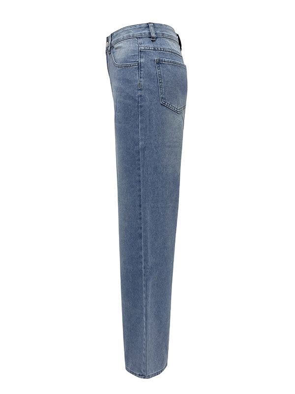 Loose Wide Leg Split-Joint Jean Pants Bottoms