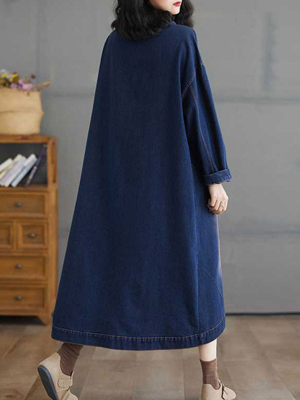 High-Low Long Sleeves Asymmetric Buttoned Pockets Split-Joint V-Neck Outerwear