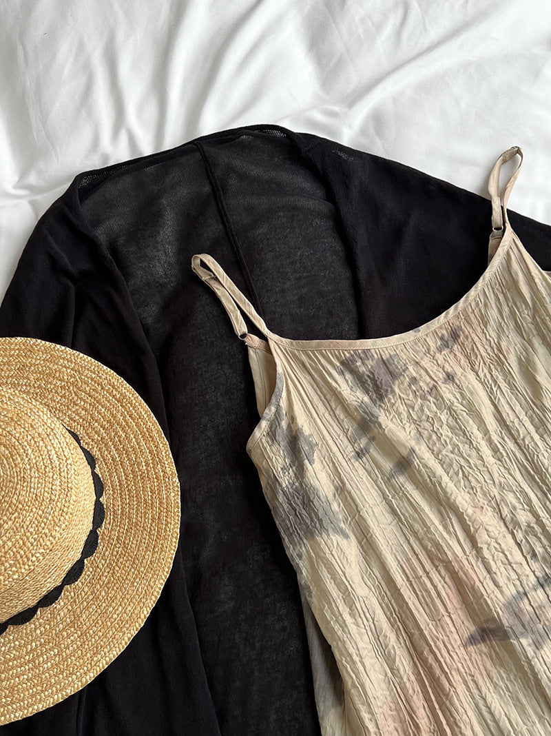 Classic Ink Painting Dye Sleeveless Midi Dress