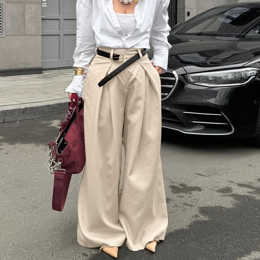 Khaki Loose Casual Mopping Pants