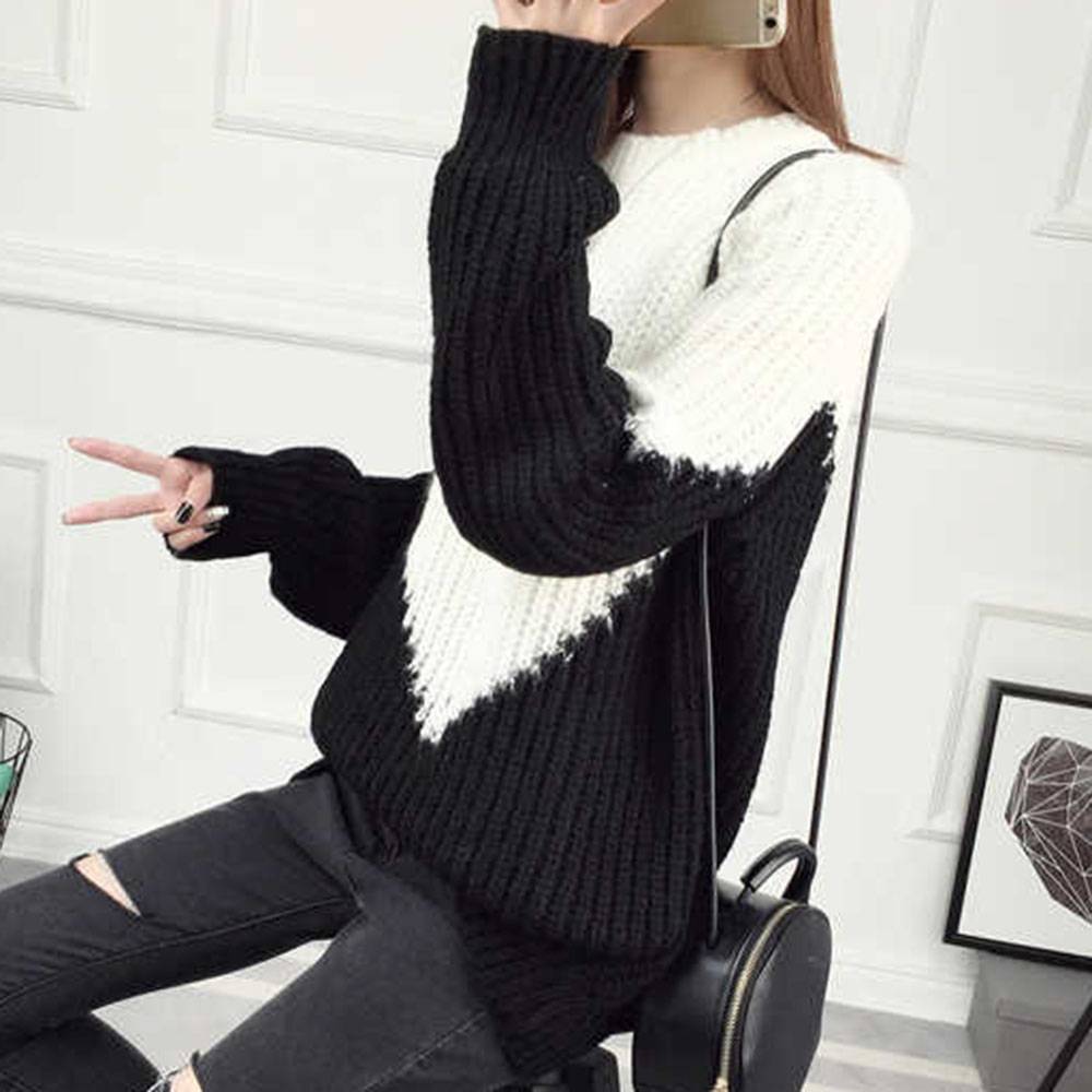 Patchwork Mid-Length Women's Sweater