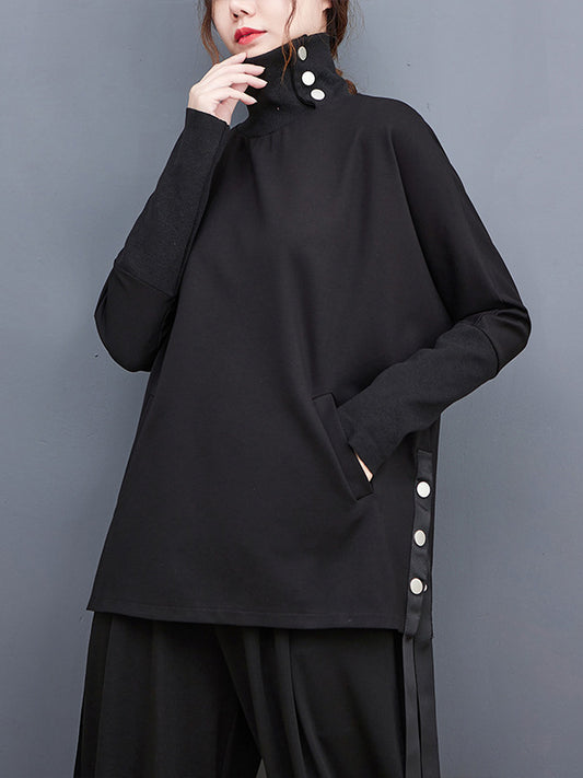 Personalized Solid Color Stand Collar Sweater