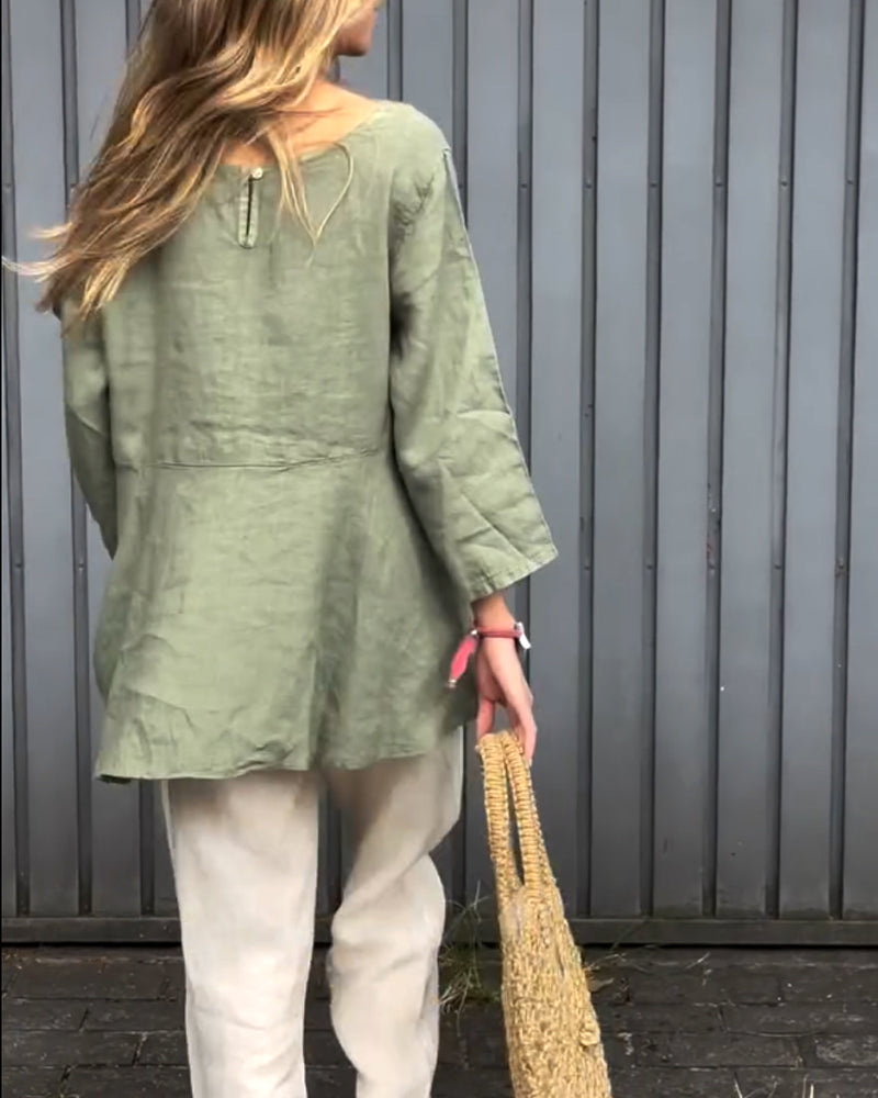 Casual Round Neck Top & Pants Two-Piece Set