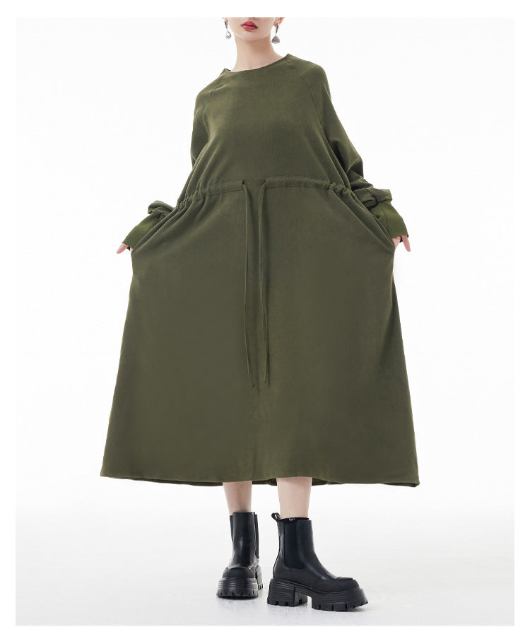 Personalized Tight Waist Long Sleeve Midi Dress