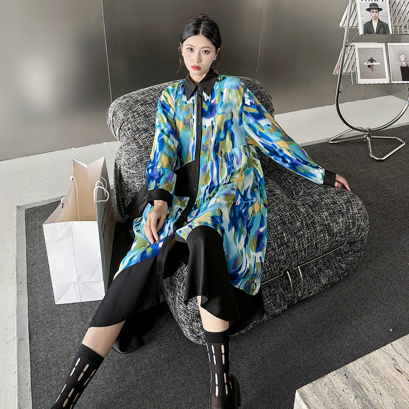 Personalized Printed Splicing Maxi Dress