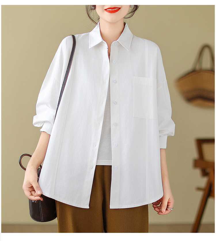 Literary Solid Color Long Sleeve Shirt