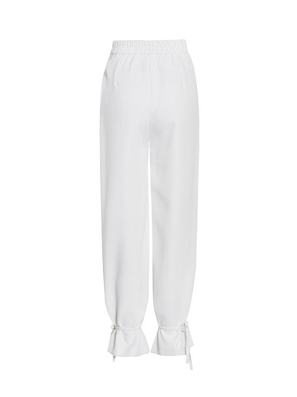 Column Long Sleeves Solid Color Lapel Blazer Pants Set Two Pieces Set