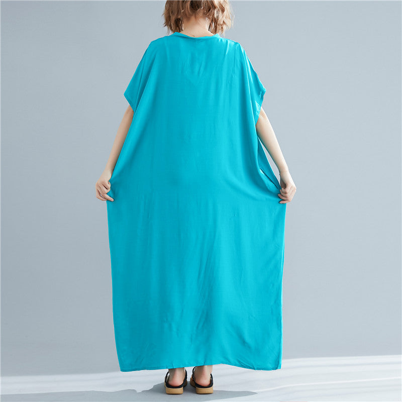 Loose Cotton Solid Color Maxi Dress