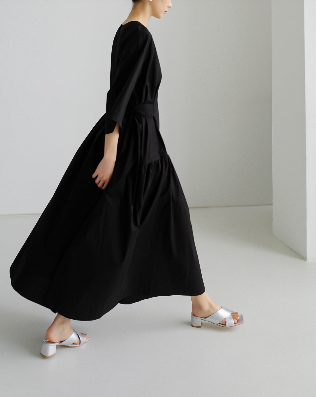 Urban Style Bow Lace-Up Midi Dress