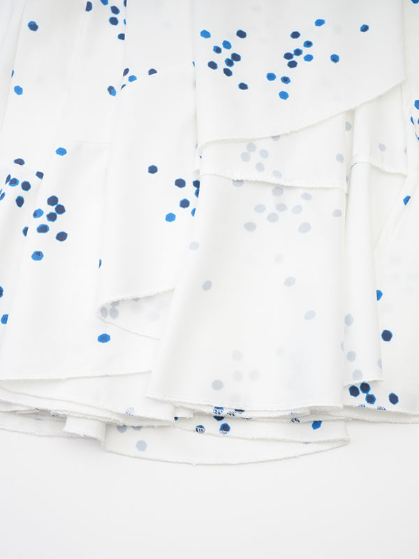 High Waisted High-Low Pleated Polka-Dot Tied Waist V-Neck Maxi Dresses