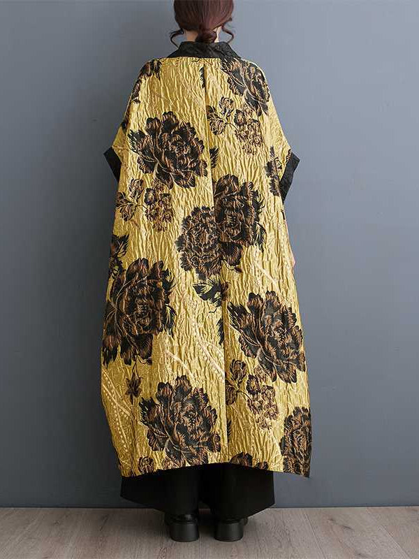 Ethnic Style Floral Jacquard Bat Sleeve Outerwear