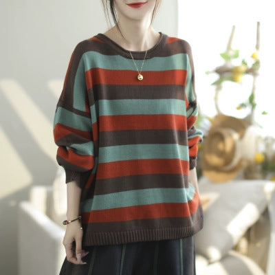 Casual Striped Round Neck Sweater