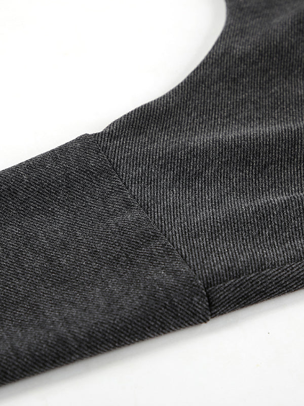 Long Sleeves Loose Solid Color Split-Side One-Shoulder T-Shirts Tops