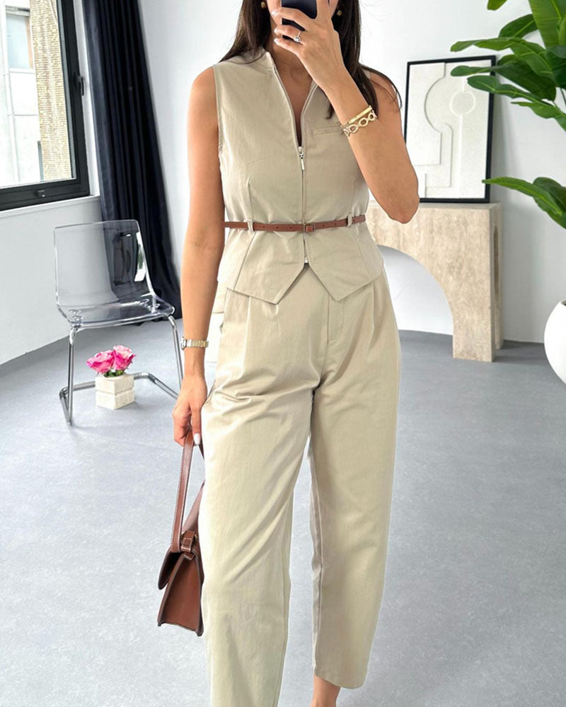 Chic work and casual two-piece set