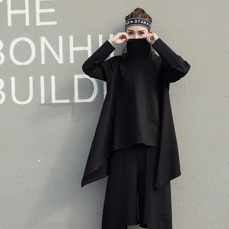 Irregular High Collar Long Sleeve Sweatshirt