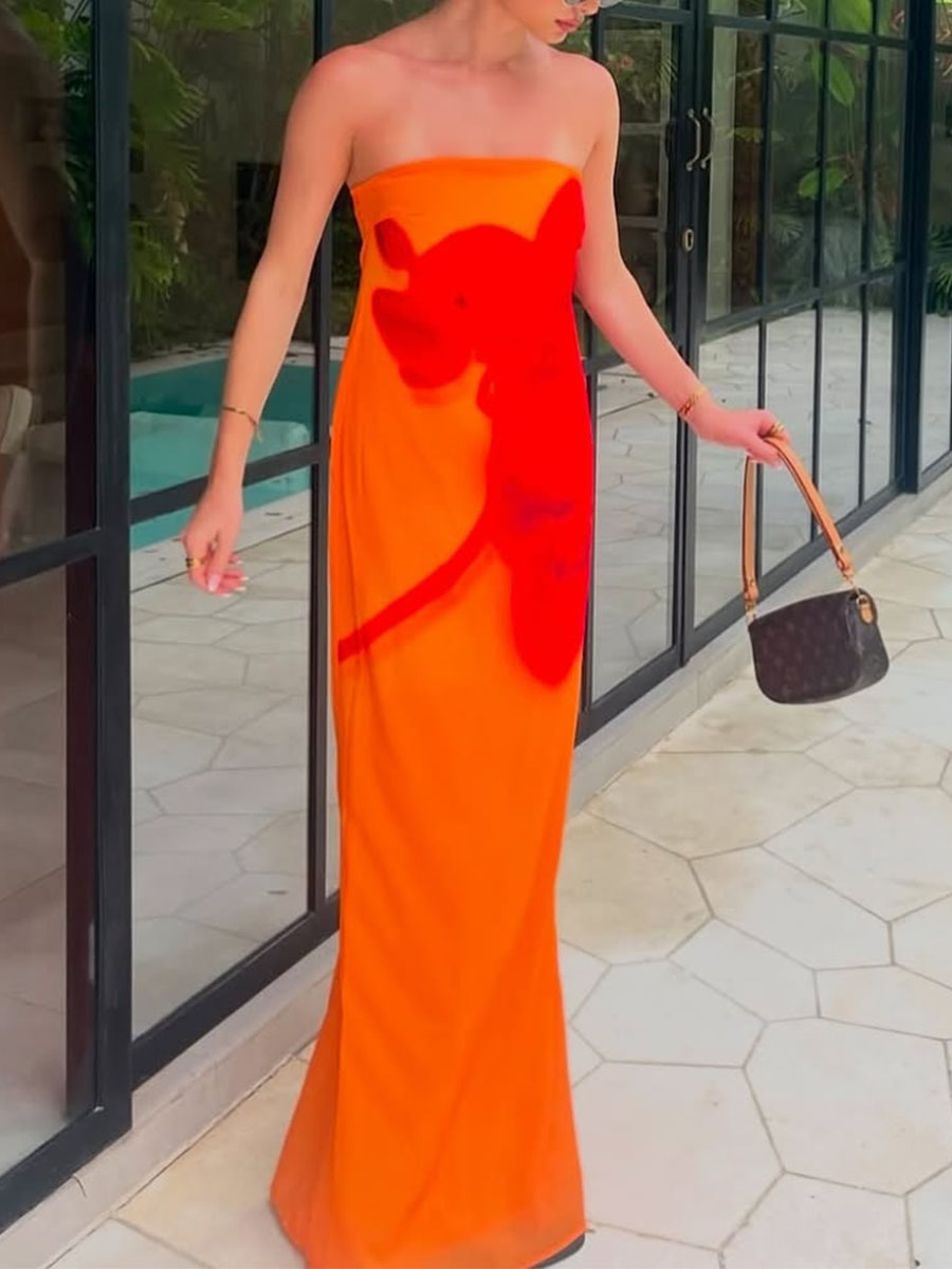 Sunset flower print dress