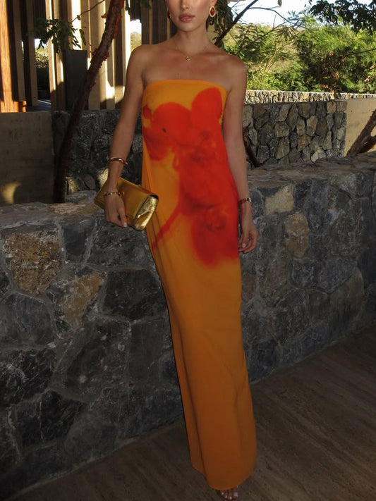 Sunset flower print dress