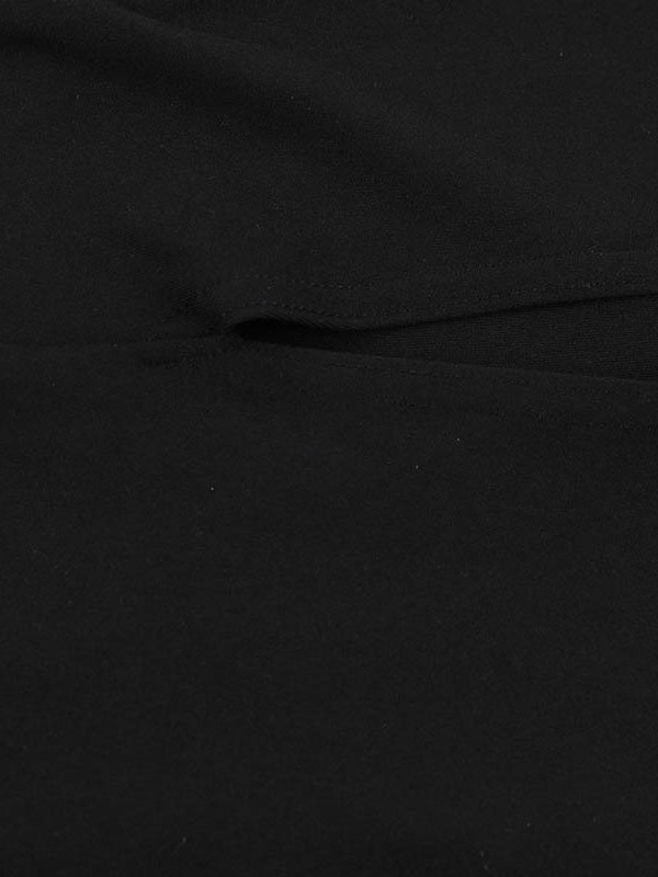 Long Sleeves Loose Asymmetric Solid Color Split-Joint Split-Side Round-Neck Maxi Dresses