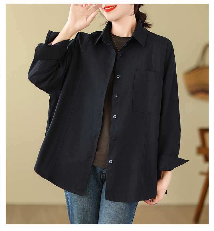 Literary Solid Color Long Sleeve Shirt