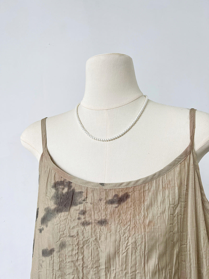 Classic Ink Painting Dye Sleeveless Midi Dress