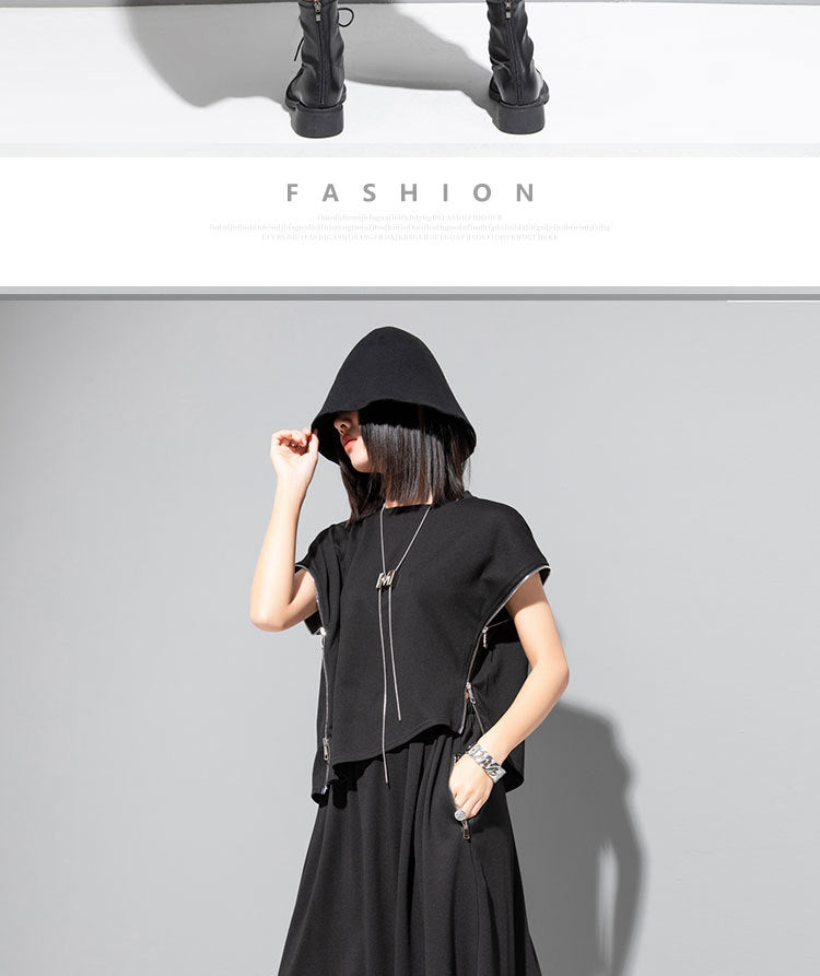 Dark Style Sleeveless Zipper T-shirt