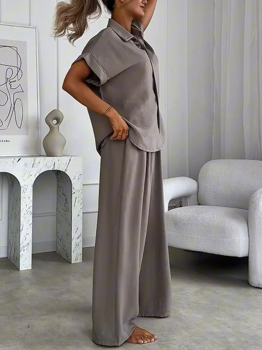 Casual shirt and trousers two-piece set